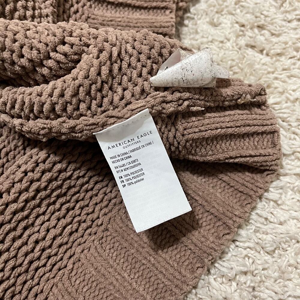 American Eagle Size Small Oversized Brown Chenille Open Front Cardigan Sweater - Picture 4 of 5